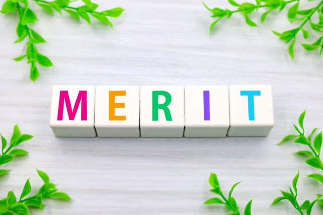 MERITの文字列と観葉植物